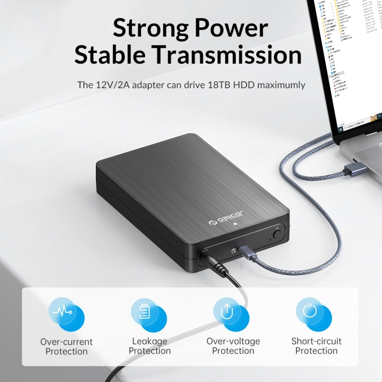 ORICO HM25C3 2.5 inch USB3.1 Gen1 Type-C Hard Drive Enclosure, Plug:US Plug(Black)