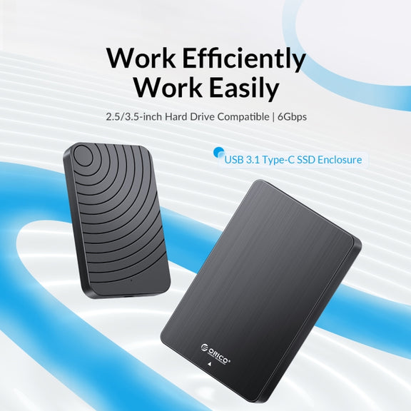 ORICO HM25C3 2.5 inch USB3.1 Gen1 Type-C Hard Drive Enclosure, Plug:UK Plug(Black)