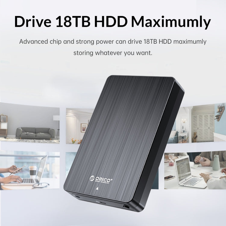ORICO HM35C3 3.5 inch USB3.1 Gen1 Type-C Hard Drive Enclosure, Plug:US Plug(Black)