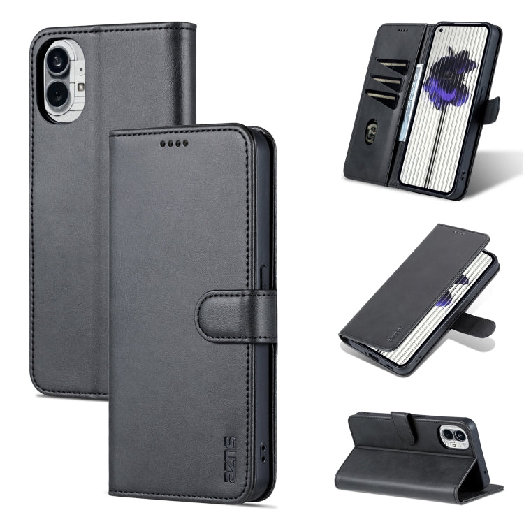 For Nothing Phone 1 AZNS Skin Feel Calf Texture Flip Leather Phone Case (Black) - Nothing Cases by AZNS | Online Shopping South Africa | PMC Jewellery | Buy Now Pay Later Mobicred