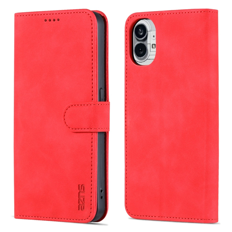 For Nothing Phone 1 AZNS Skin Feel Calf Texture Flip Leather Phone Case (Red) - Nothing Cases by AZNS | Online Shopping South Africa | PMC Jewellery | Buy Now Pay Later Mobicred