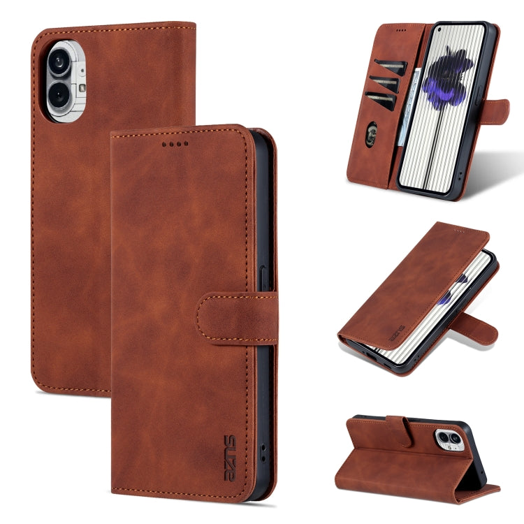 For Nothing Phone 1 AZNS Skin Feel Calf Texture Flip Leather Phone Case (Brown) - Nothing Cases by AZNS | Online Shopping South Africa | PMC Jewellery | Buy Now Pay Later Mobicred