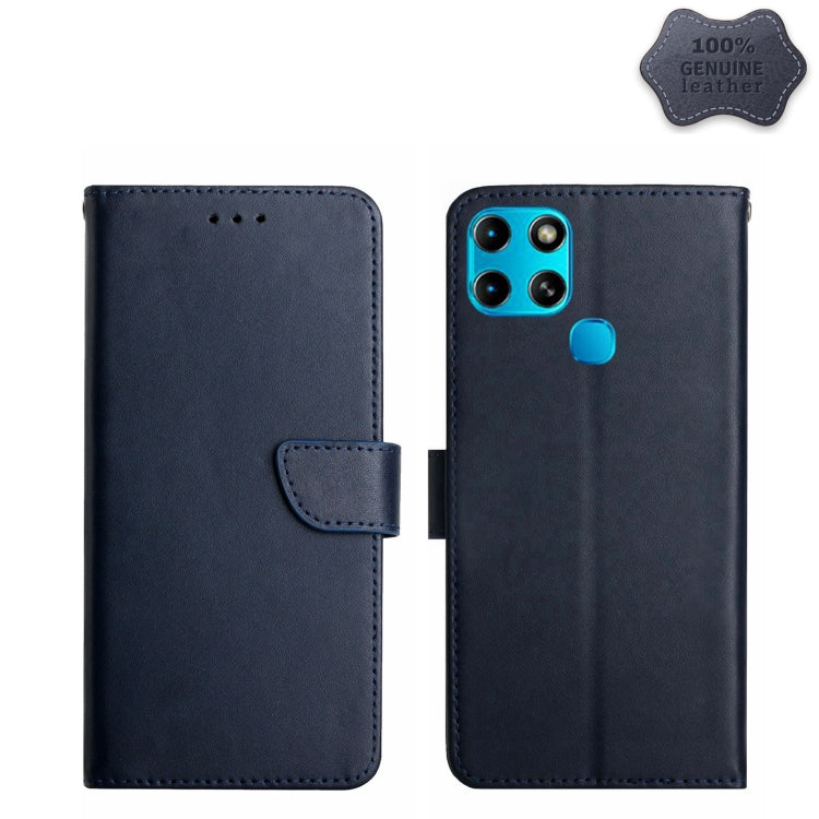 For Infinix Smart 6 Genuine Leather Fingerprint-proof Horizontal Flip Phone Case(Blue) - Infinix Cases by PMC TechLife | Online Shopping South Africa | PMC TechLife | Buy Now Pay Later Mobicred