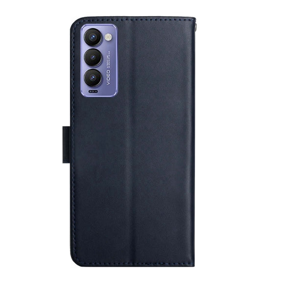For Tecno Camon 18P Genuine Leather Fingerprint-proof Horizontal Flip Phone Case(Blue)