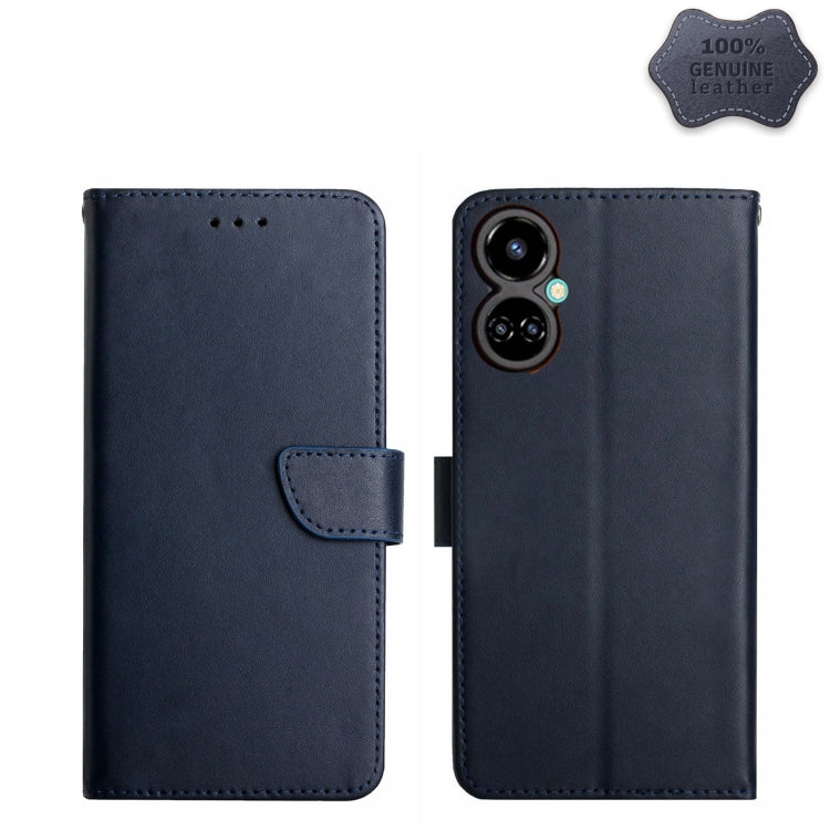 For Tecno Camon 19 4G Genuine Leather Fingerprint-proof Horizontal Flip Phone Case(Blue) - Tecno Cases by PMC TechLife | Online Shopping South Africa | PMC TechLife | Buy Now Pay Later Mobicred