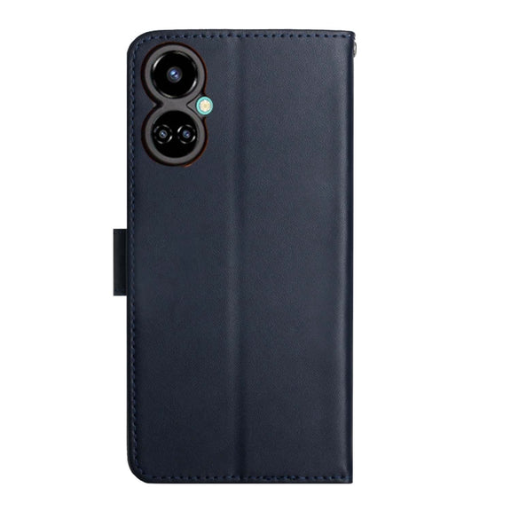 For Tecno Camon 19 4G Genuine Leather Fingerprint-proof Horizontal Flip Phone Case(Blue)