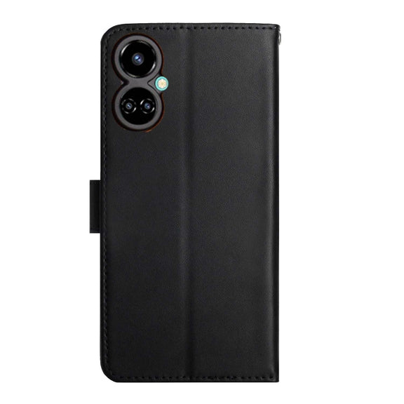 For Tecno Camon 19 Pro 4G Genuine Leather Fingerprint-proof Horizontal Flip Phone Case(Black)