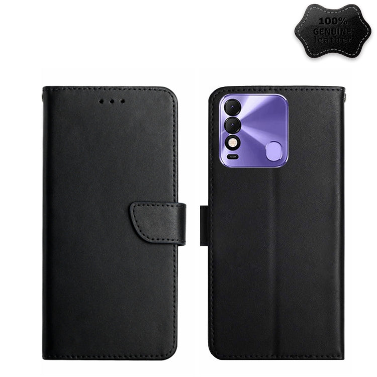 For Tecno Spark 8 Genuine Leather Fingerprint-proof Horizontal Flip Phone Case(Black) - Tecno Cases by PMC TechLife | Online Shopping South Africa | PMC TechLife | Buy Now Pay Later Mobicred
