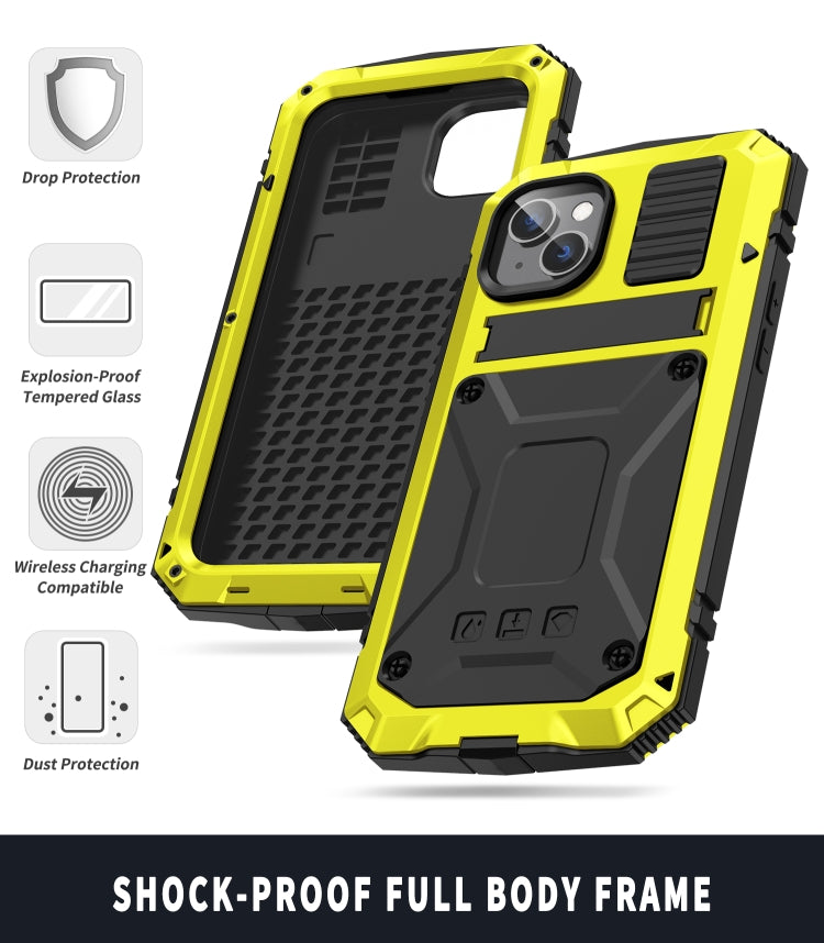 For iPhone 14 Plus R-JUST Shockproof Waterproof Dust-proof Case with Holder (Yellow) - free shipping - PMC TechLife - Order now!