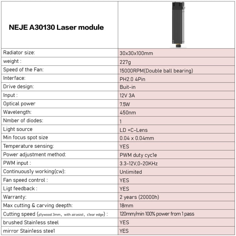 NEJE A30130 7.5W 450nm Laser Engraver Module Kits - free shipping - PMC Jewellery - Order now!