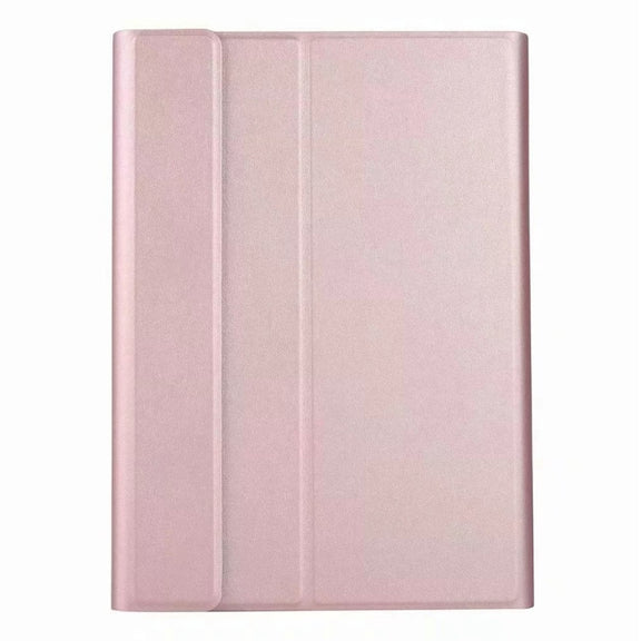 Round Cap Bluetooth Keyboard Leather Case with Pen Slot, without Touchpad For Samsung Galaxy Tab A7 10.4 2020(Rose Gold+White Keyboard)