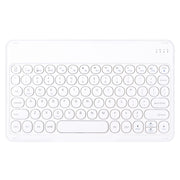 Round Cap Bluetooth Keyboard Leather Case with Pen Slot, without Touchpad For Samsung Galaxy Tab A7 10.4 2020(Rose Gold+White Keyboard)