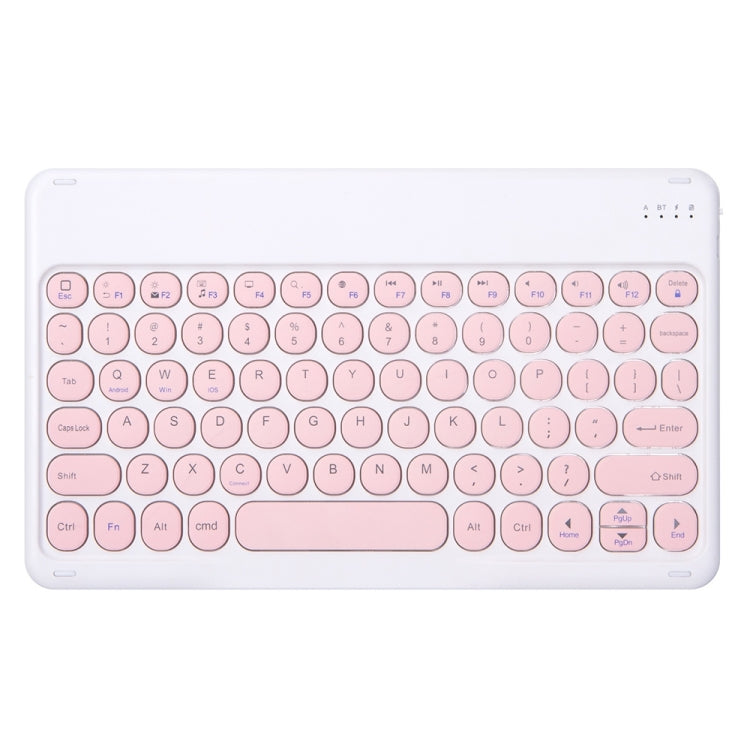 Round Cap Bluetooth Keyboard Leather Case with Pen Slot, without Touchpad For Samsung Galaxy Tab A7 10.4 2020(Pink+Pink Keyboard)