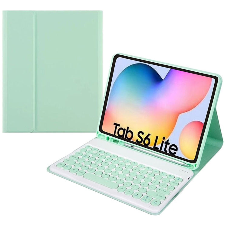 Round Cap Bluetooth Keyboard Leather Case with Pen Slot, without Touchpad For Samsung Galaxy Tab A7 10.4 2020(Green+Green Keyboard) - Samsung Keyboard by PMC TechLife | Online Shopping South Africa | PMC TechLife