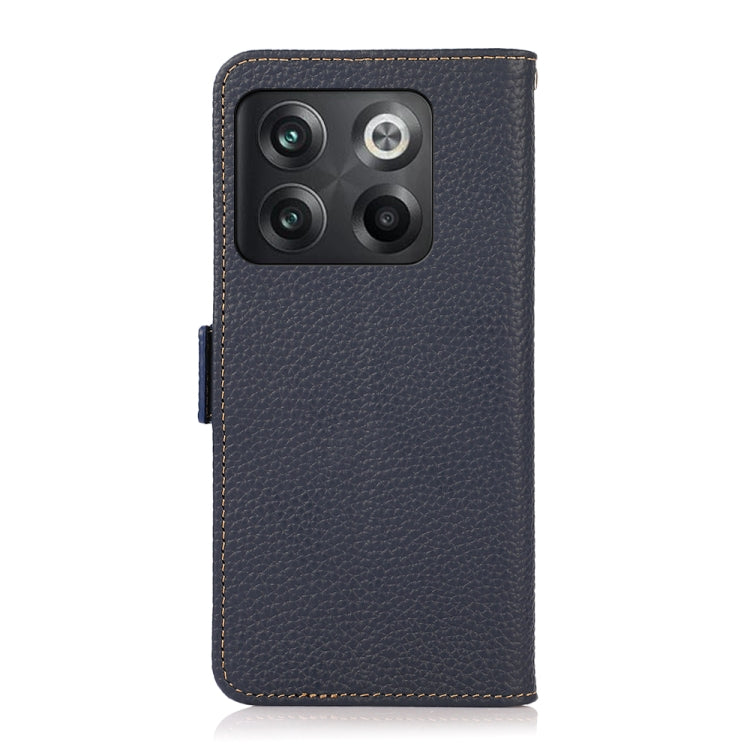 For OnePlus 10T/Ace Pro KHAZNEH Side-Magnetic Litchi Genuine Leather RFID Phone Case(Blue) - OnePlus Cases by PMC TechLife | Online Shopping South Africa | PMC TechLife | Buy Now Pay Later Mobicred