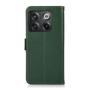 For OnePlus 10T/Ace Pro KHAZNEH Side-Magnetic Litchi Genuine Leather RFID Phone Case(Green)