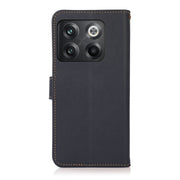 For OnePlus 10T/Ace Pro KHAZNEH Custer Texture RFID Genuine Leather Phone Case(Blue)