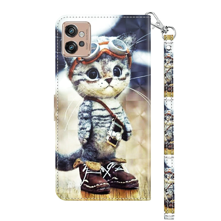 For Motorola Moto G32 5G 3D Painted Leather Phone Case(Naughty Cat) - Motorola Cases by PMC TechLife | Online Shopping South Africa | PMC TechLife | Buy Now Pay Later Mobicred