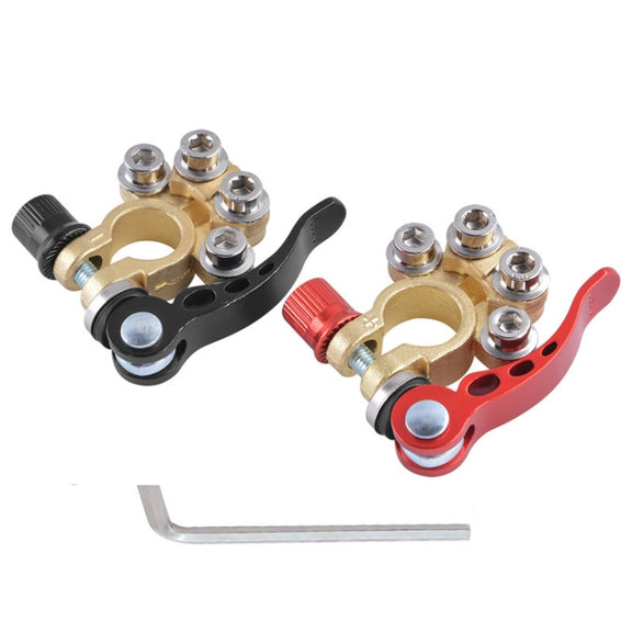 1 Pair Car Battery Terminals Quick Disconnect Cables Connectors, with L Wrench + Insulation Pad