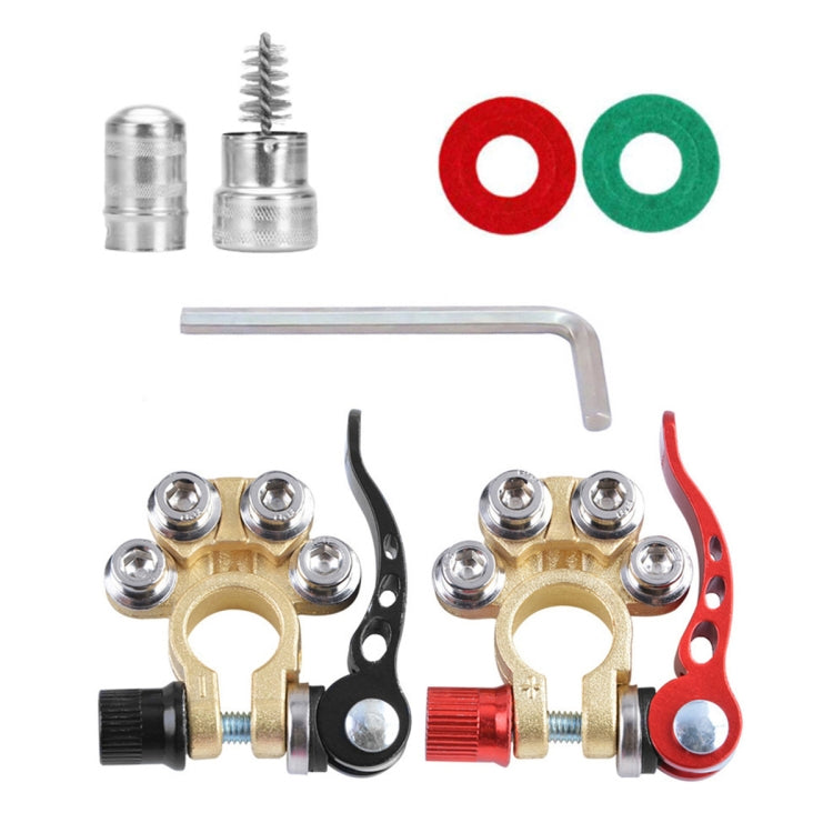 1 Pair Car Battery Terminals Quick Disconnect Cables Connectors, with L Wrench + Insulation Pad + Brush - Booster Cable & Clip by PMC Jewellery | Online Shopping South Africa | PMC Jewellery | Buy Now Pay Later Mobicred