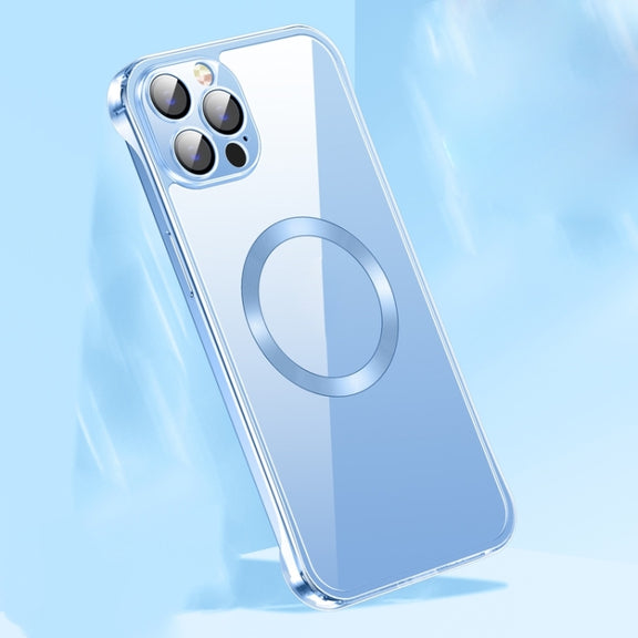 For iPhone 14 Pro Frameless Glass CD MagSafe Case(Sierra Blue)