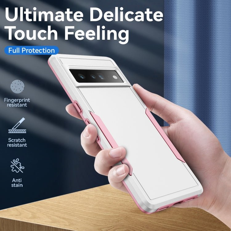 For Google Pixel 7 Pro Pioneer Armor Heavy Duty PC + TPU Phone Case(White+Pink) - Google Cases by PMC TechLife | Online Shopping South Africa | PMC TechLife | Buy Now Pay Later Mobicred