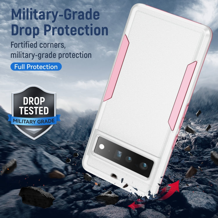 For Google Pixel 7 Pro Pioneer Armor Heavy Duty PC + TPU Phone Case(White+Pink) - Google Cases by PMC TechLife | Online Shopping South Africa | PMC TechLife | Buy Now Pay Later Mobicred