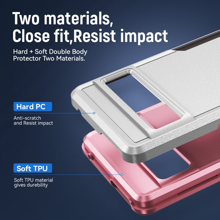 For Google Pixel 7 Pro Pioneer Armor Heavy Duty PC + TPU Phone Case(White+Pink) - Google Cases by PMC TechLife | Online Shopping South Africa | PMC TechLife | Buy Now Pay Later Mobicred