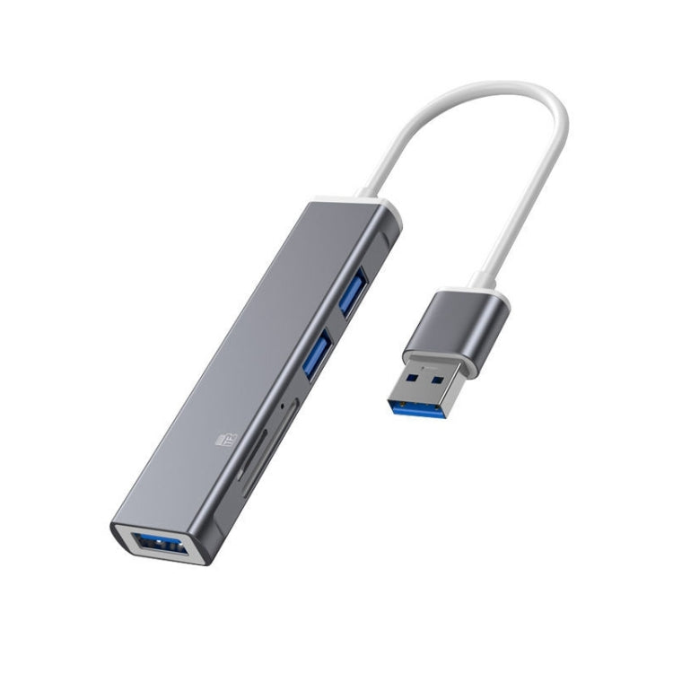 5 in 1 USB to SD / TF Card Slot + 3 USB Ports Multifunctional Docking Station HUB(Grey) - Card Reader by PMC Jewellery | Online Shopping South Africa | PMC Jewellery | Buy Now Pay Later Mobicred