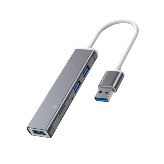 5 in 1 USB to SD / TF Card Slot + 3 USB Ports Multifunctional Docking Station HUB(Grey)