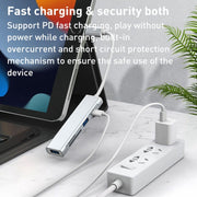 5 in 1 USB to SD / TF Card Slot + 3 USB Ports Multifunctional Docking Station HUB(Grey)