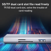 5 in 1 USB to SD / TF Card Slot + 3 USB Ports Multifunctional Docking Station HUB(Grey)