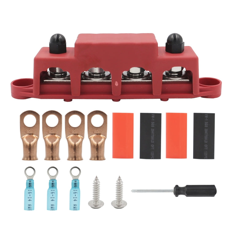 Red M10 Stud RV Ship High Current Power Distribution Terminal Block with Accessories - free shipping - PMC TechLife - Order now!