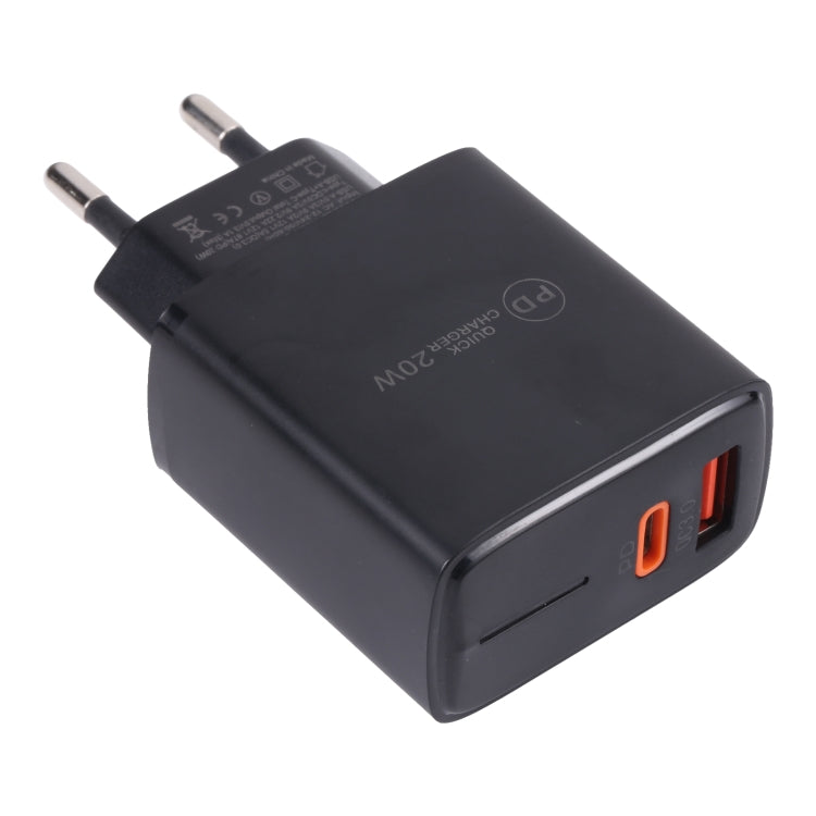 LZ-1130 PD 20W Type-C+QC 3.0 USB Fast Charger, Plug Type:EU Plug(Black) - free shipping - PMC Jewellery - Order now!