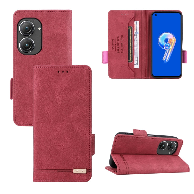 For Asus Zenfone 9 Magnetic Clasp Flip Leather Phone Case(Red) - ASUS Cases by PMC TechLife | Online Shopping South Africa | PMC TechLife