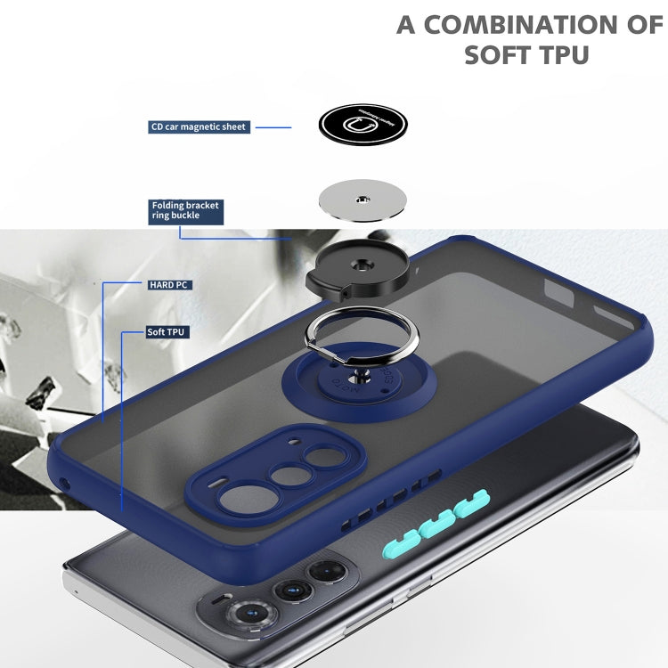 For Motorola Edge 2022 Q Shadow 1 Series TPU + PC Phone Case with Ring Holder(Dark Green) - Motorola Cases by PMC TechLife | Online Shopping South Africa | PMC TechLife