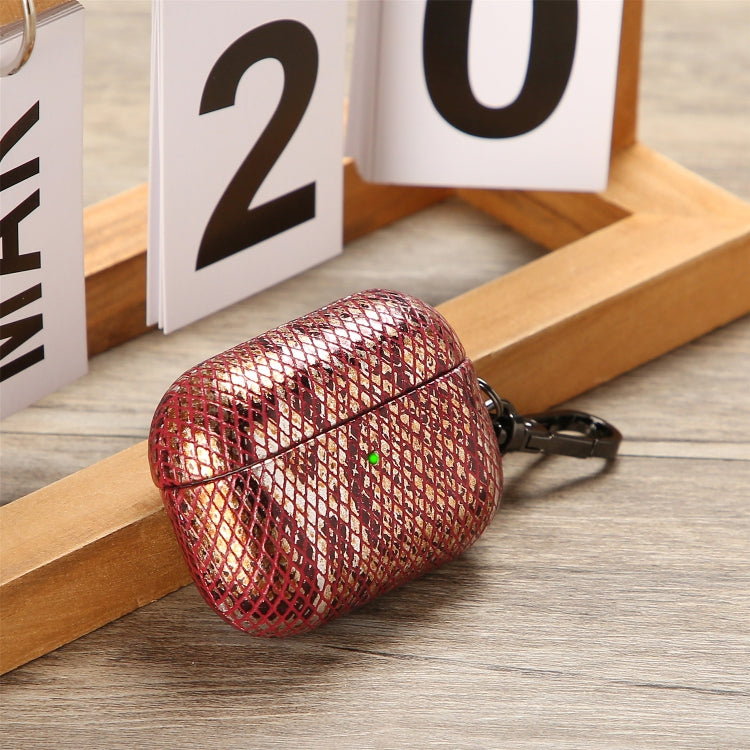 J01 Mesh Snakeskin Headphone Case For AirPods Pro(Red) - For AirPods Pro by PMc TechLife | Online Shopping South Africa | PMc TechLife | Buy Now Pay Later Mobicred