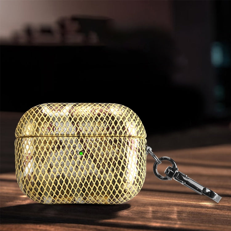 J01 Mesh Snakeskin Headphone Case For AirPods Pro(Gold) - For AirPods Pro by PMc TechLife | Online Shopping South Africa | PMc TechLife | Buy Now Pay Later Mobicred