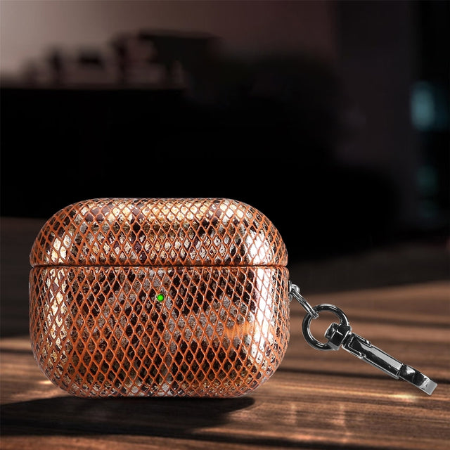 J01 Mesh Snakeskin Headphone Case For AirPods Pro(Orange)