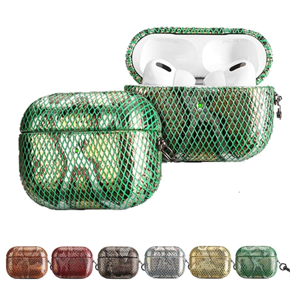 J01 Mesh Snakeskin Headphone Case For AirPods Pro(Green)