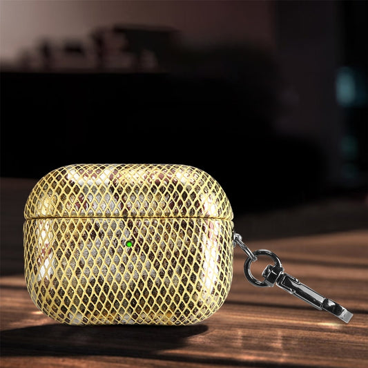 J01 Mesh Snakeskin Headphone Case For AirPods 3(Gold) - For AirPods 3 by PMC Jewellery | Online Shopping South Africa | PMC Jewellery | Buy Now Pay Later Mobicred