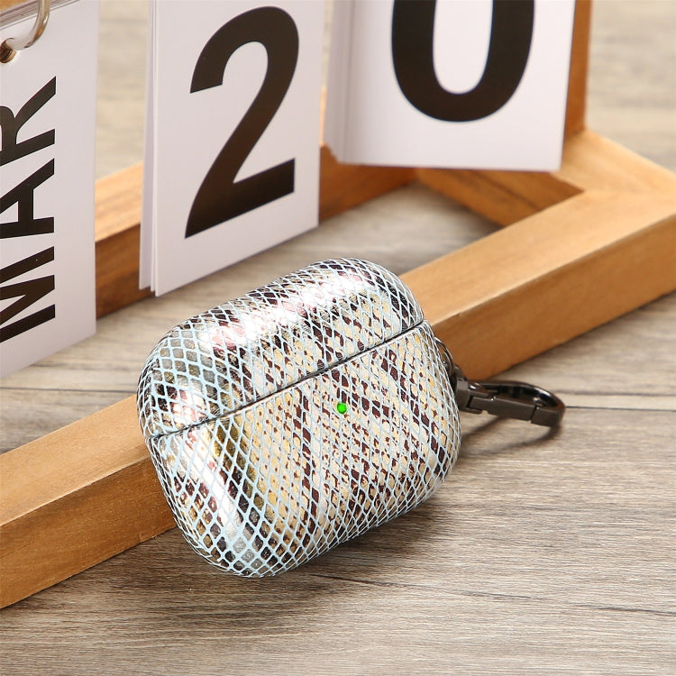 J01 Mesh Snakeskin Headphone Case For AirPods 3(Silver) - For AirPods 3 by PMc TechLife | Online Shopping South Africa | PMc TechLife | Buy Now Pay Later Mobicred