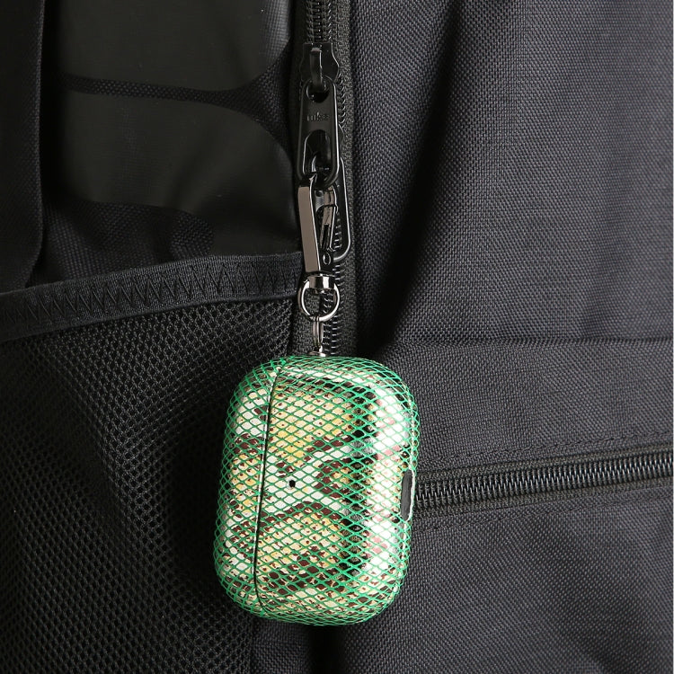 J01 Mesh Snakeskin Headphone Case For AirPods 3(Green) - For AirPods 3 by PMC Jewellery | Online Shopping South Africa | PMC Jewellery | Buy Now Pay Later Mobicred