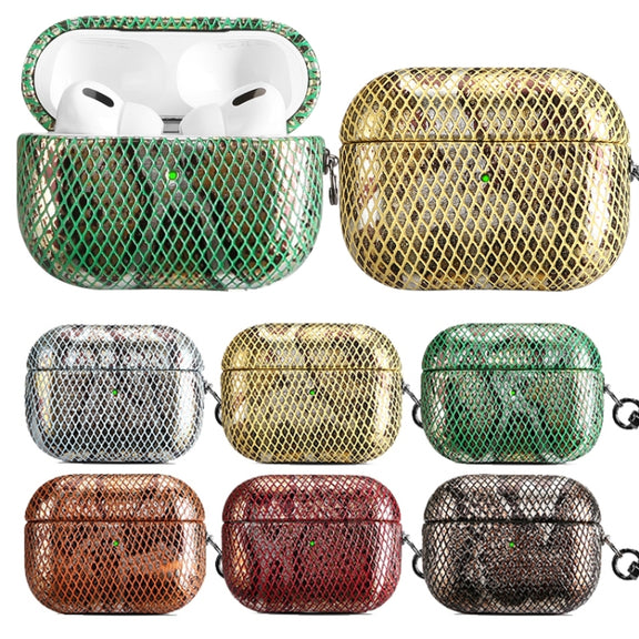 J01 Mesh Snakeskin Headphone Case For AirPods 3(Gold)