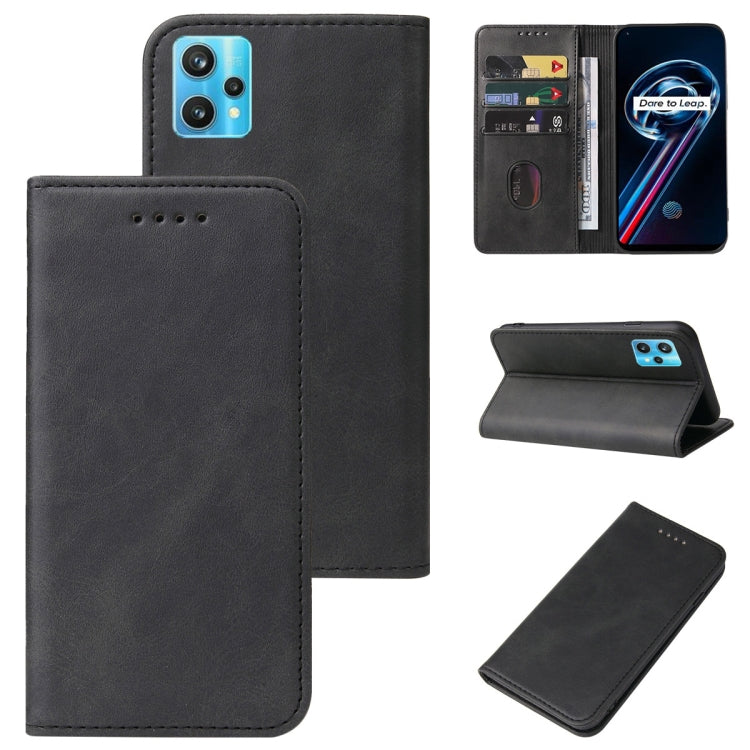 For Realme 9 Pro+ Magnetic Closure Leather Phone Case(Black) - OPPO Cases by PMC TechLife | Online Shopping South Africa | PMC TechLife | Buy Now Pay Later Mobicred