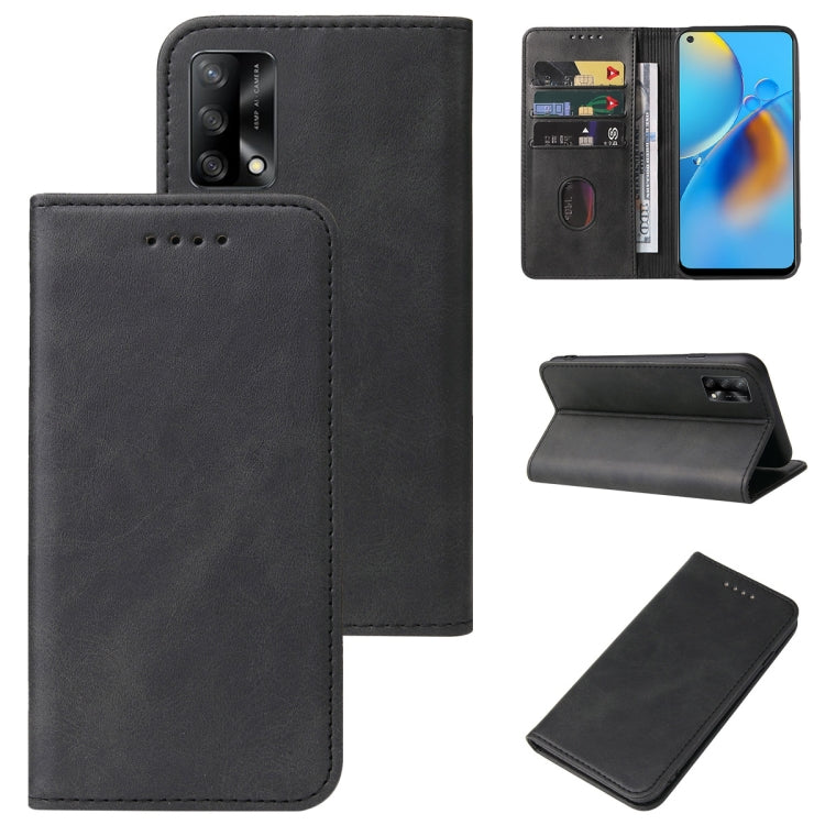For OPPO A74 4G Magnetic Closure Leather Phone Case(Black) - OPPO Cases by PMC TechLife | Online Shopping South Africa | PMC TechLife | Buy Now Pay Later Mobicred