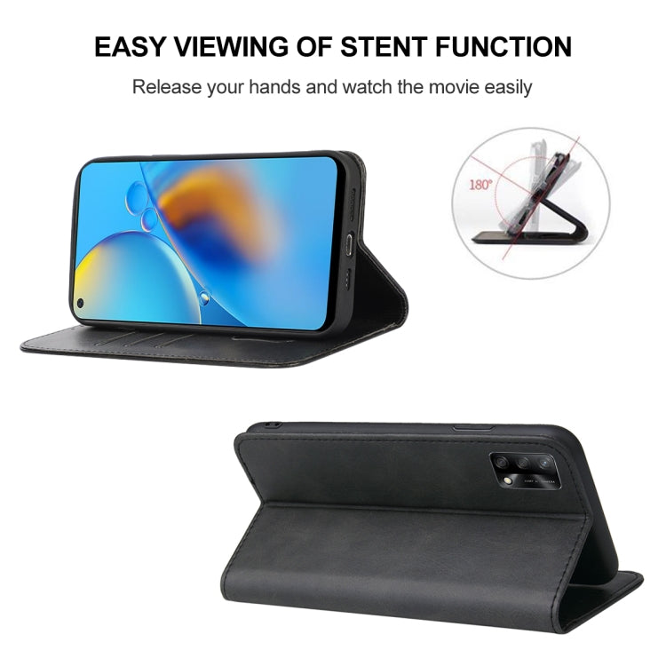 For OPPO A74 4G Magnetic Closure Leather Phone Case(Black) - OPPO Cases by PMC TechLife | Online Shopping South Africa | PMC TechLife | Buy Now Pay Later Mobicred