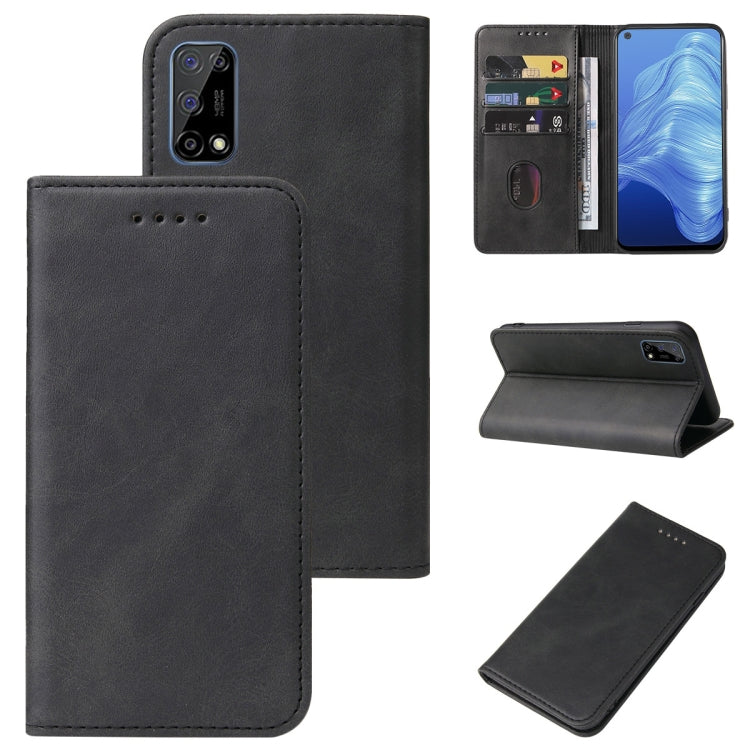 For Realme 7 5G Magnetic Closure Leather Phone Case(Black) - Realme Cases by PMC TechLife | Online Shopping South Africa | PMC TechLife | Buy Now Pay Later Mobicred