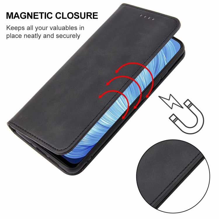 For Realme 7 5G Magnetic Closure Leather Phone Case(Black) - Realme Cases by PMC TechLife | Online Shopping South Africa | PMC TechLife | Buy Now Pay Later Mobicred