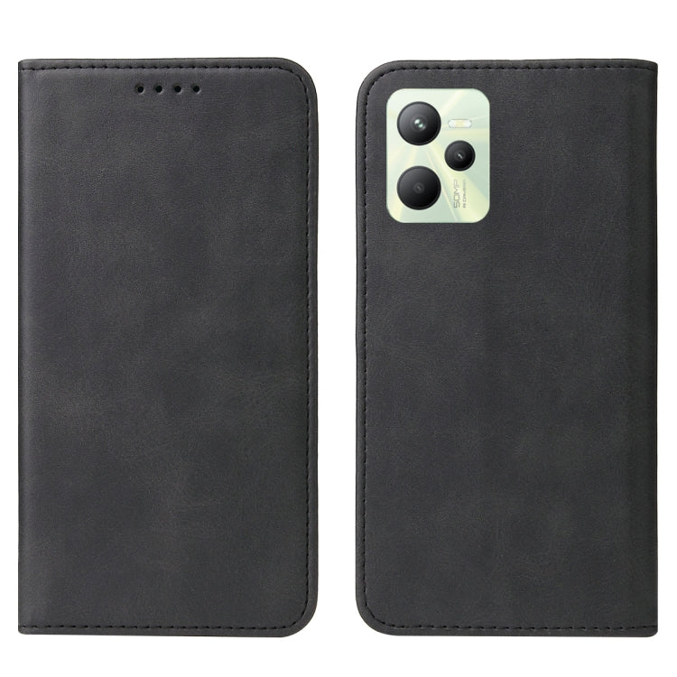 For Realme C35 Magnetic Closure Leather Phone Case(Black) - free shipping - PMC TechLife - Order now!